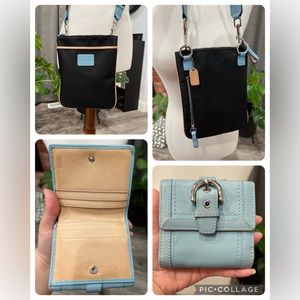 Coach signature crossbody bag with matching wallet. Great for travel/passport.